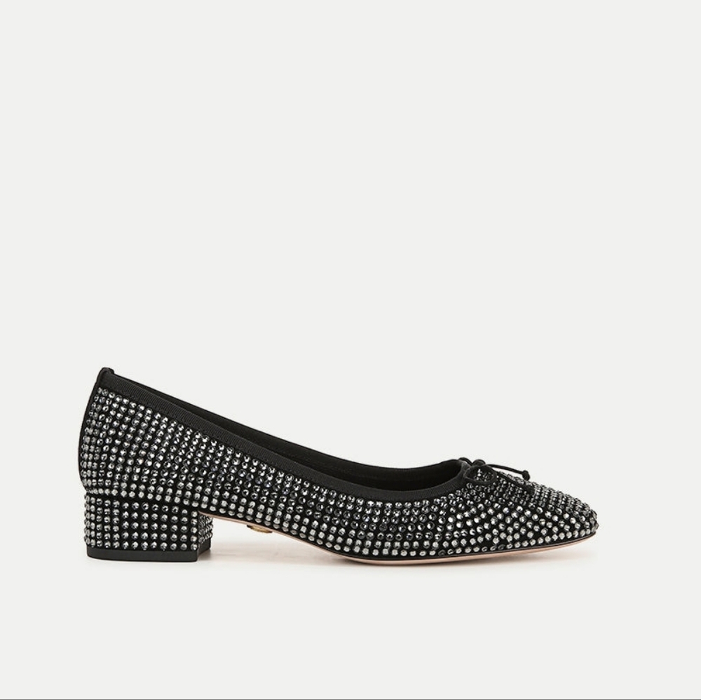 Veronica Beard Cecile Rhinestone Black Ballet Pump Size 6 Designer Retail $450
